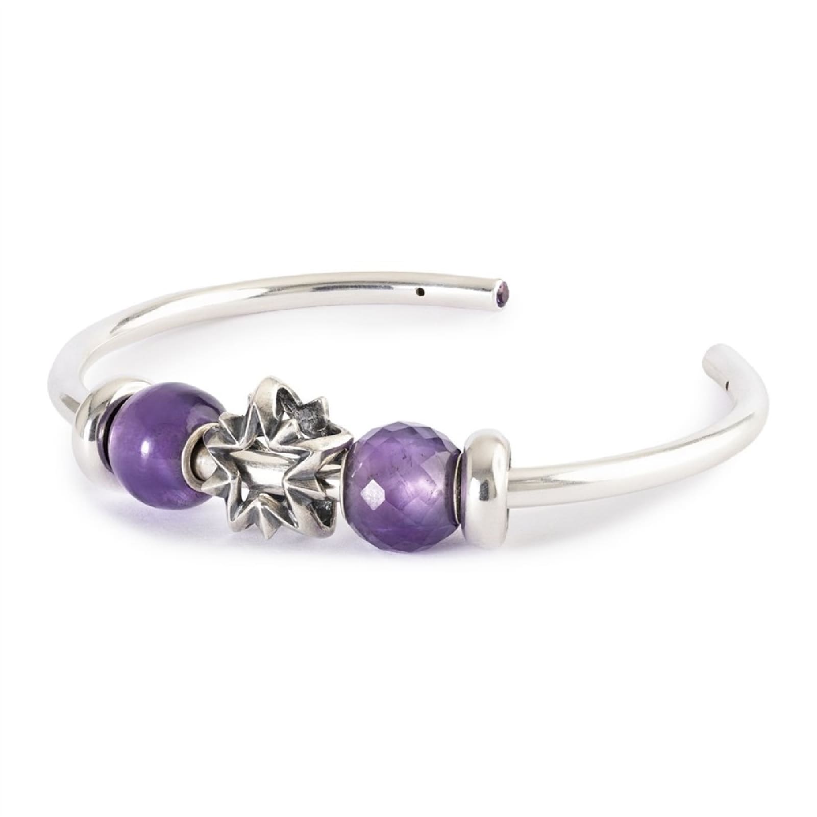Charm Trollbeads in argento e ametista rotonda sfaccettata MISURA UNICA