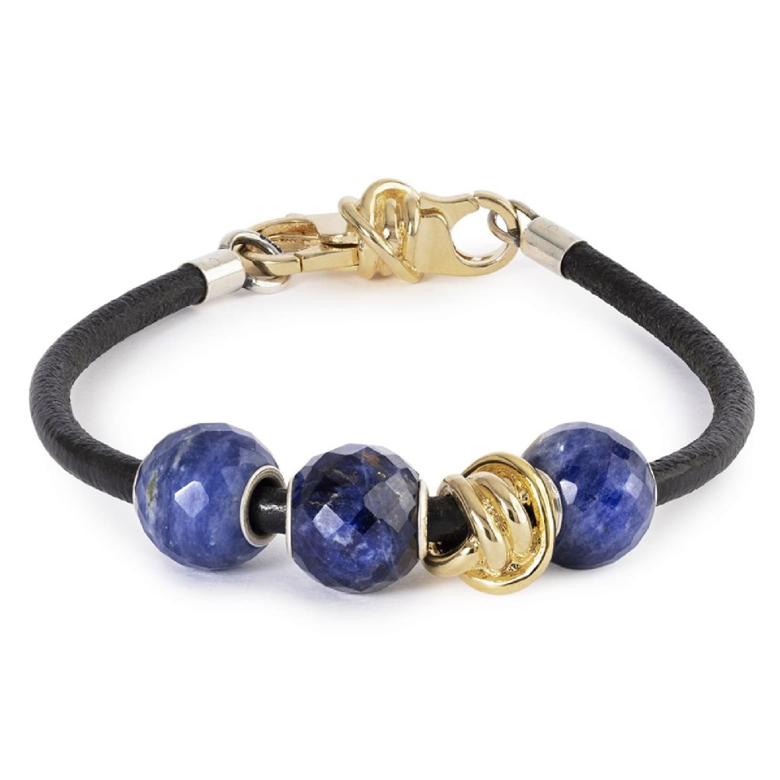 Charm Trollbeads in argento e sodalite rotonda sfaccettata MISURA UNICA