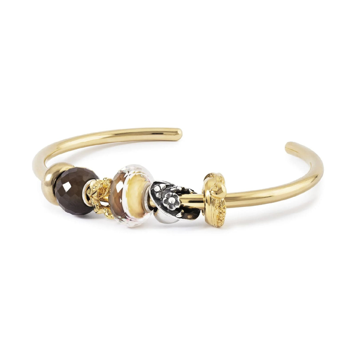 Charm Trollbeads in argento e zaffiro marrone sfaccettato MISURA UNICA