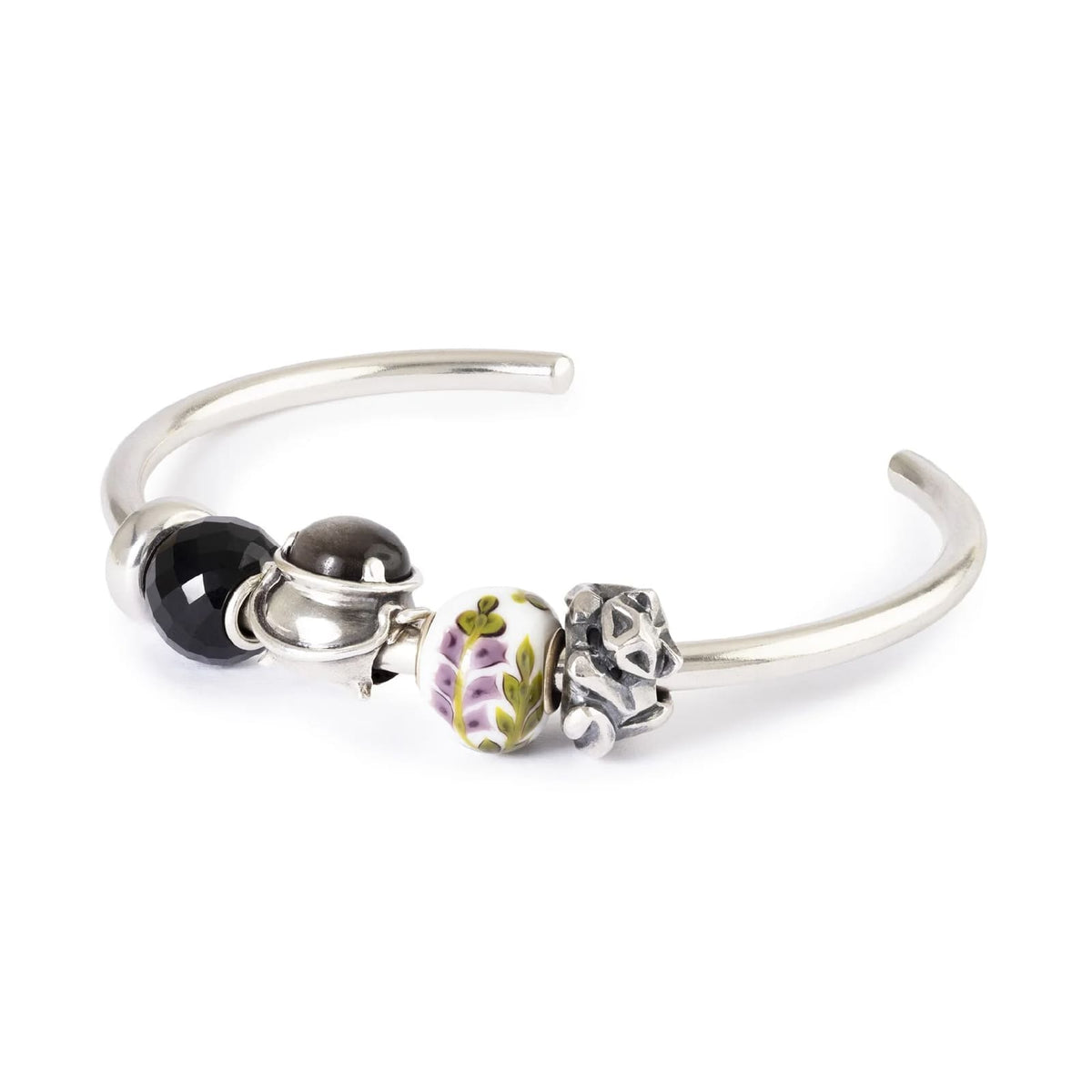 Charm Trollbeads in argento e onice nero sfaccettato MISURA UNICA