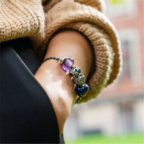 Beads Trollbeads con pietra viola di ametista sfaccettata MISURA UNICA
