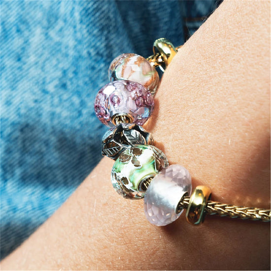 Beads Trollbeads con pietra rosa di quarzo sfaccettato MISURA UNICA