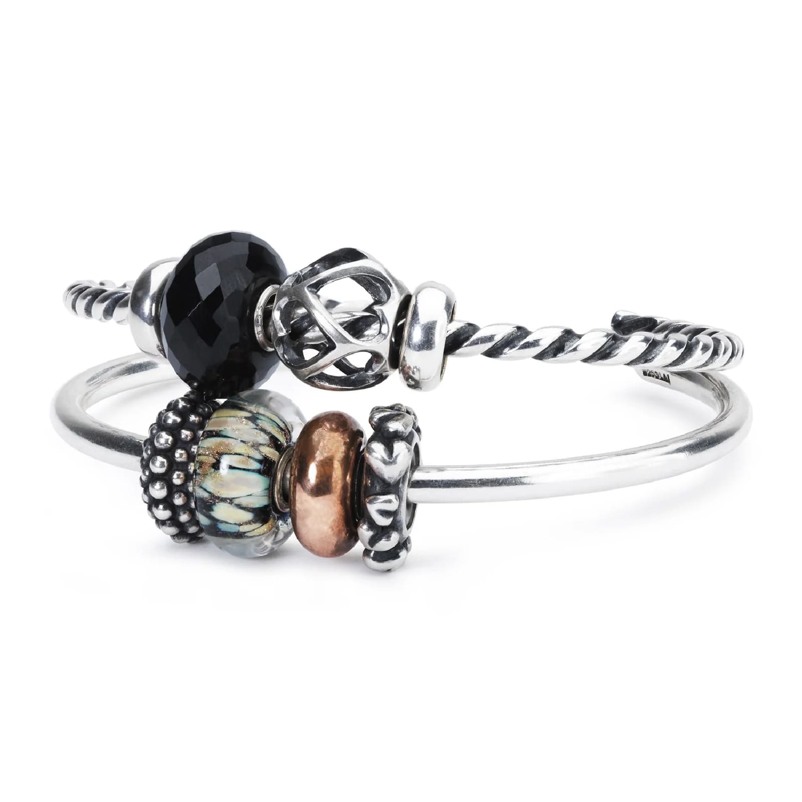 Beads Trollbeads con pietra nera di onice sfaccettato MISURA UNICA