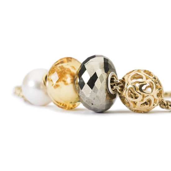 Beads Trollbeads con pietra di pirite cromata sfaccettata MISURA UNICA