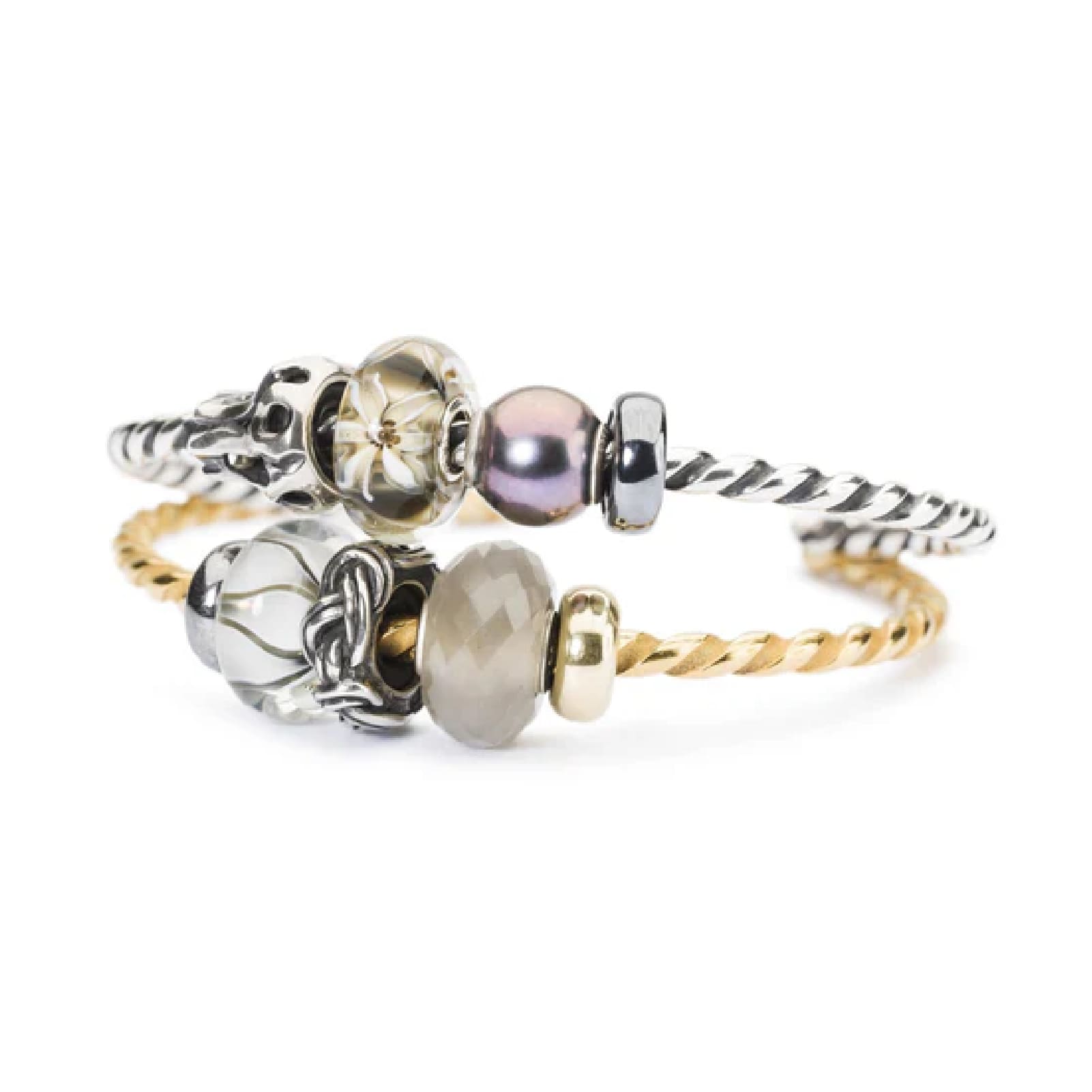 Beads donna Trollbeads pietra di luna grigia sfaccettata MISURA UNICA