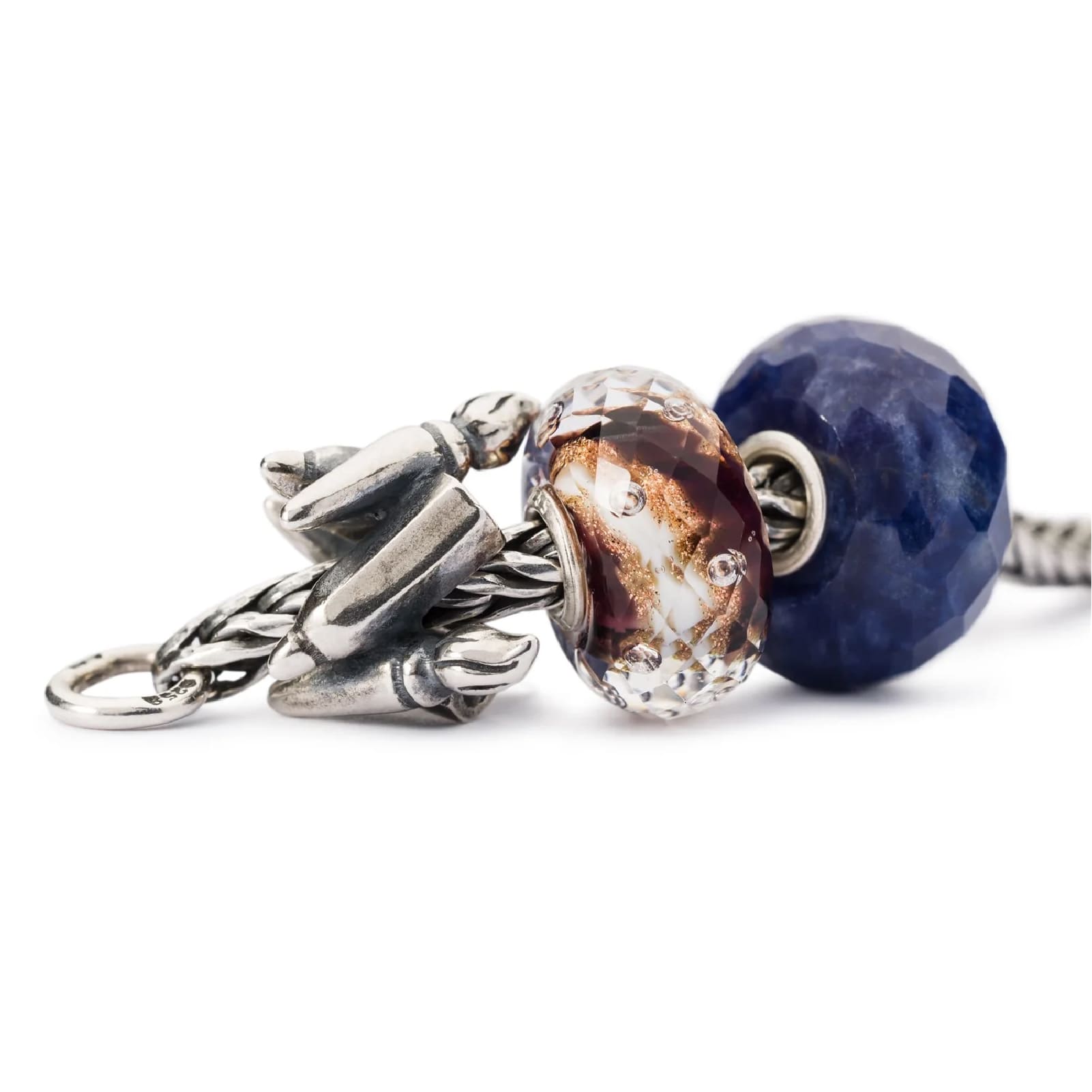 Beads donna Trollbeads pietra di sodalite blu sfaccettata MISURA UNICA
