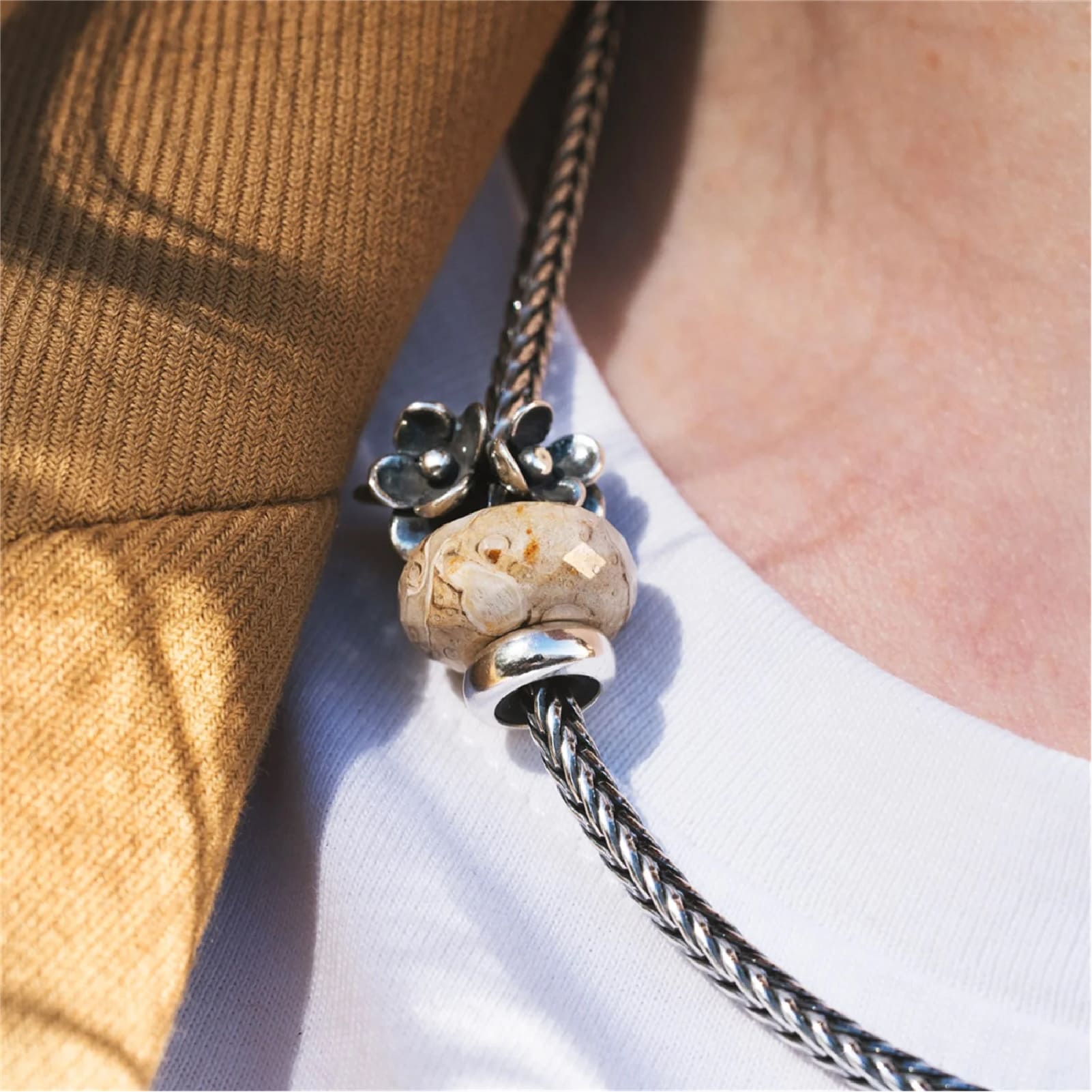 Beads da donna Trollbeads con pietra di legno fossile MISURA UNICA