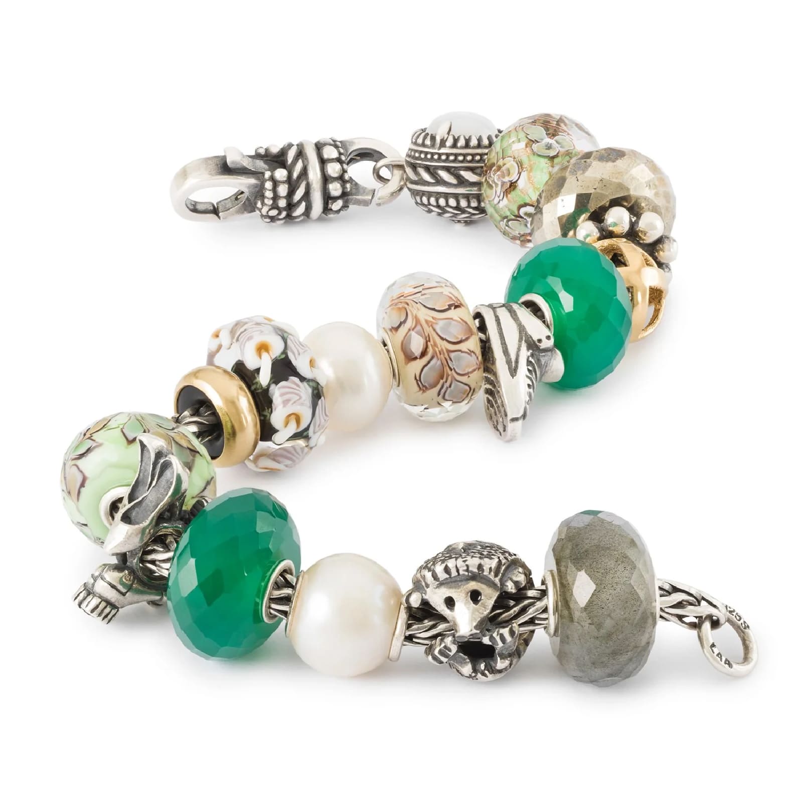 Beads Trollbeads con pietra di onice verde sfaccettata MISURA UNICA