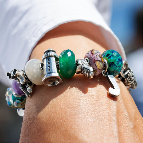Beads Trollbeads con pietra di onice verde sfaccettata MISURA UNICA