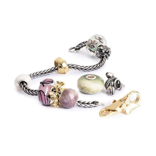 Beads Trollbeads in argento e con calcite giallo-verde MISURA UNICA