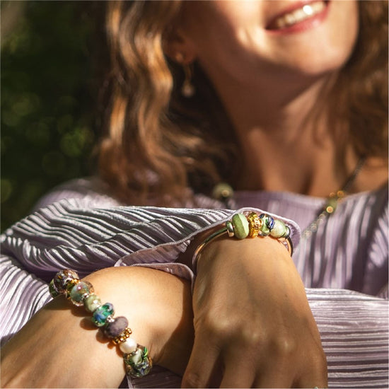 Beads Trollbeads in argento e con calcite giallo-verde MISURA UNICA