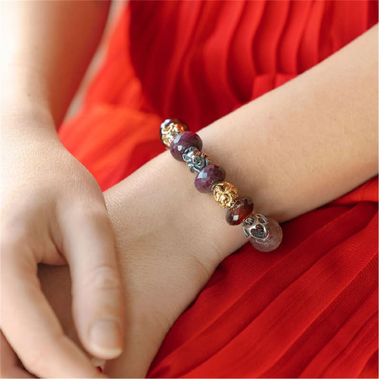 Beads donna Trollbeads con rubino rosso scuro sfaccettato MISURA UNICA