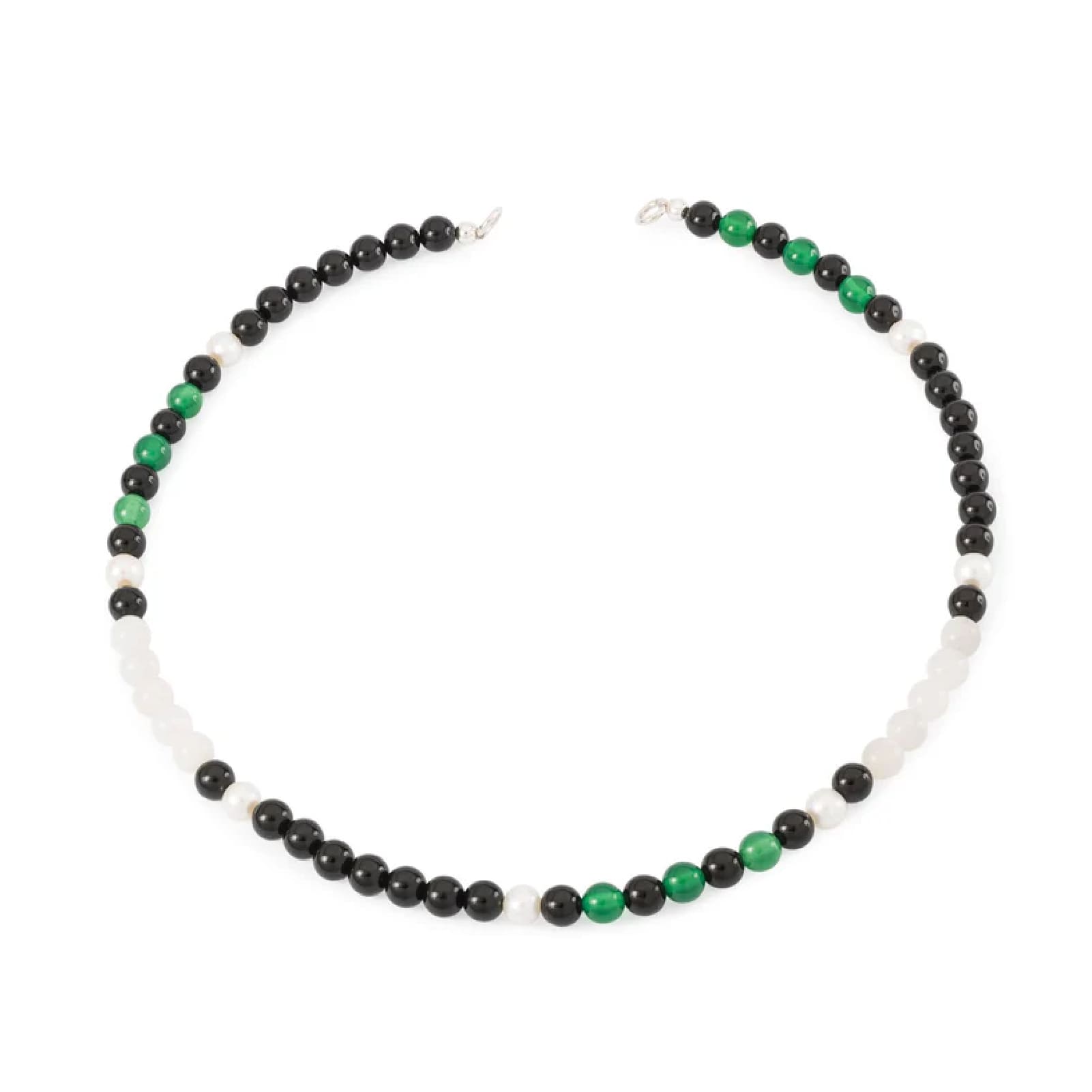 Collana 42 cm Trollbeads con onice, perle e pietre di luna MISURA UNICA