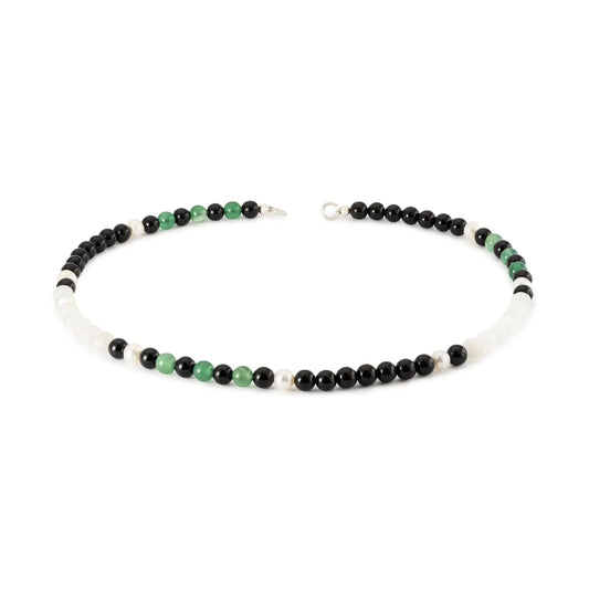 Collana 42 cm Trollbeads con onice, perle e pietre di luna MISURA UNICA