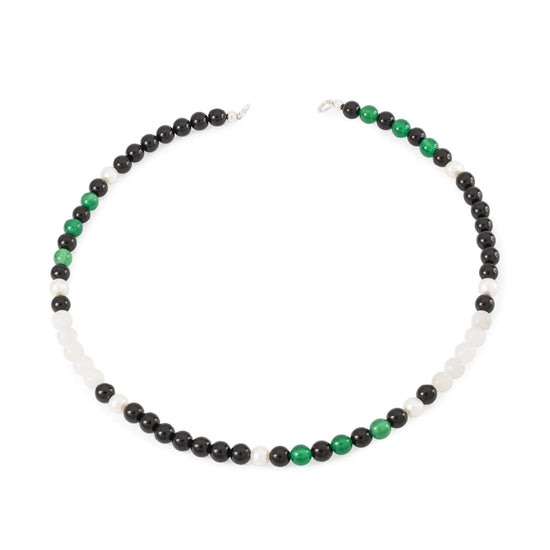 Collana 45 cm Trollbeads con onice, perle e pietre di luna MISURA UNICA