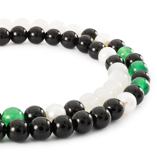 Collana 45 cm Trollbeads con onice, perle e pietre di luna MISURA UNICA