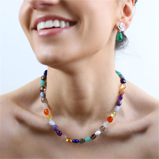 Collana 42 cm Trollbeads con pietre naturali multicolor MISURA UNICA
