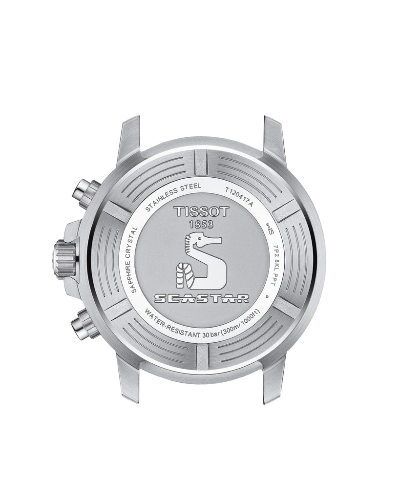 Orologio cronografo Tissot T-Sport Seastar 1000 da uomo con cassa in acciaio 45mm con cinturino in silicone con tessuto T1204171705103