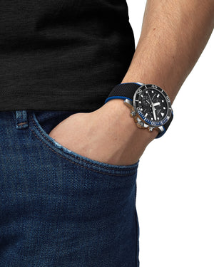 Orologio cronografo Tissot T-Sport Seastar 1000 da uomo con cassa in acciaio 45mm con cinturino in silicone con tessuto T1204171705103