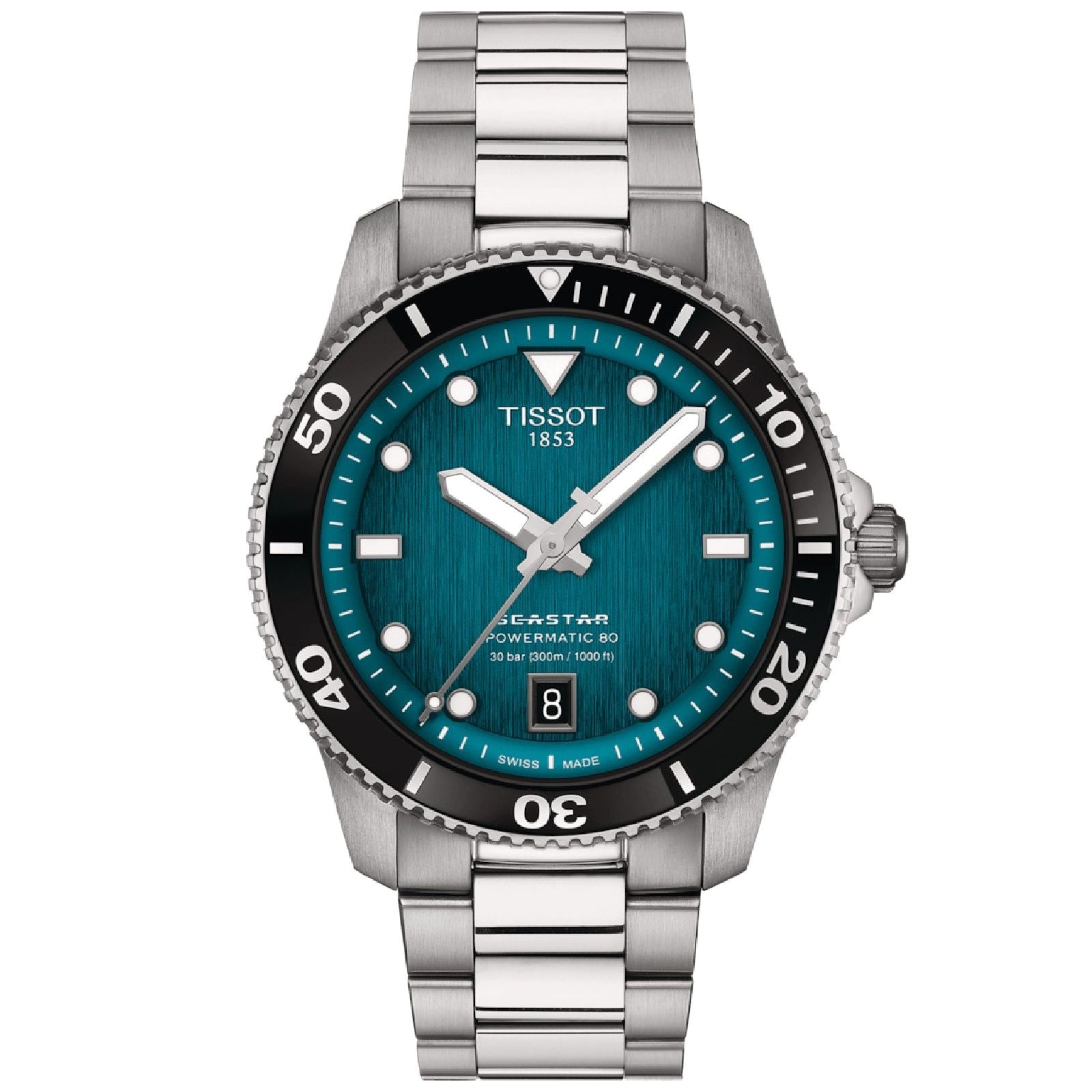 Orologio automatico uomo Tissot T-Sport in acciaio quadrante turchese 40 mm T1208071109100-1