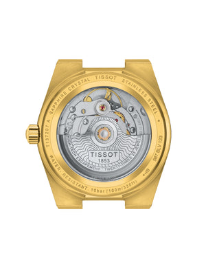 Orologio automatico della collezione Tissot T-Classic PRX Powermatic 80 da uomo con cassa 35mm e bracciale in acciaio oro T1372073302100
