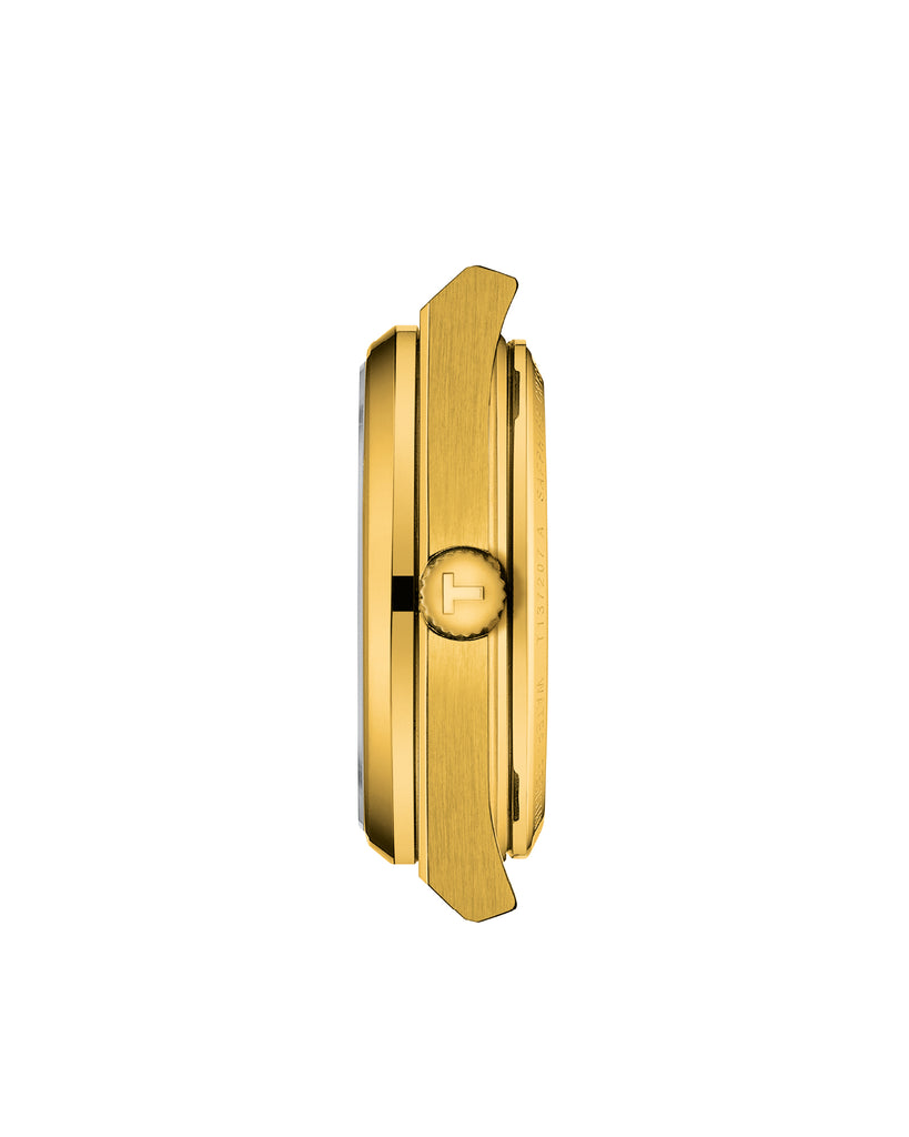 Orologio automatico della collezione Tissot T-Classic PRX Powermatic 80 da uomo con cassa 35mm e bracciale in acciaio oro T1372073302100