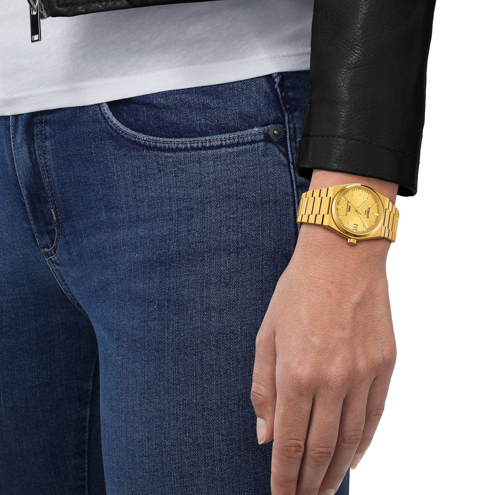 Orologio uomo auto Tissot T-Classic cassa bracciale acciaio oro 35mm T1372073302100-4