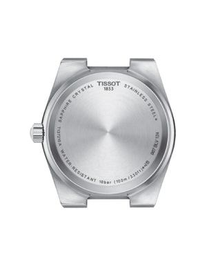 Orologio solo tempo da donna Tissot T-Classic PRX con cassa 35 mm e bracciale in acciaio con quadrante rosa T1372101133100