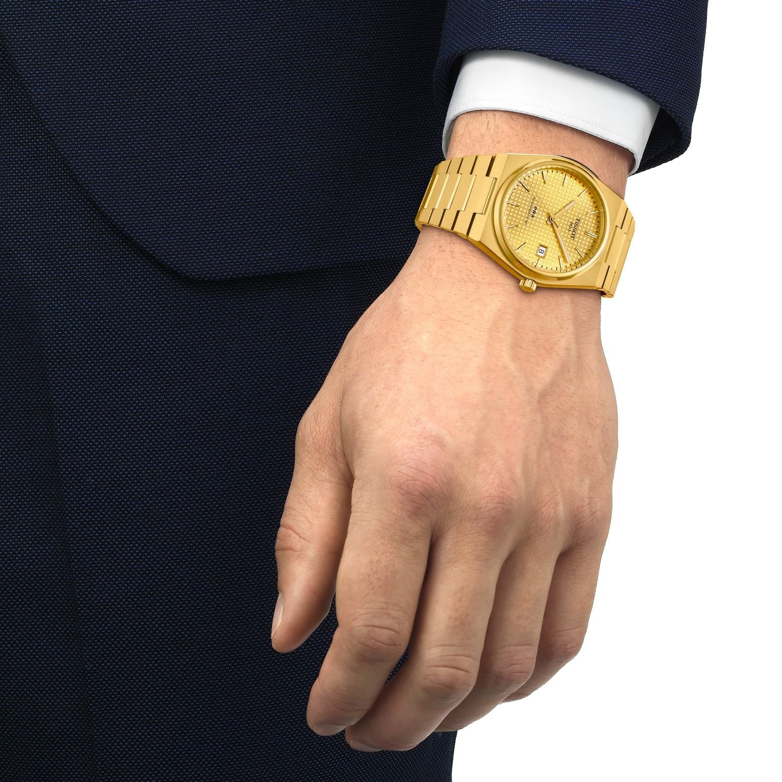 Orologio uomo auto Tissot T-Classic cassa bracciale acciaio oro 40mm T1374073302100-4