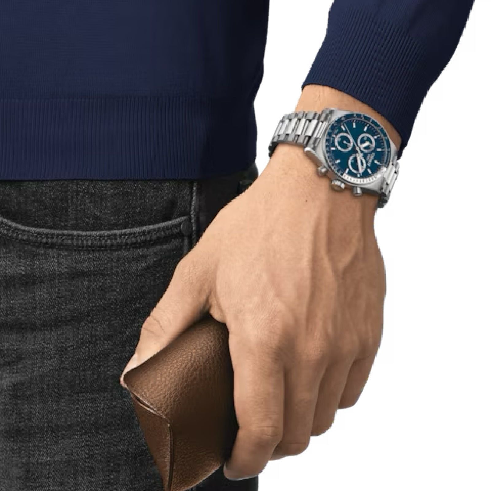 Orologio cronografo uomo Tissot T-Sport in acciaio quadrante blu 40 mm T1494171104100-5