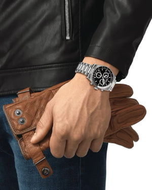 Orologio cronografo da uomo Tissot T-Sport PR516 con cassa 40 mm e bracciale in acciaio quadrante nero T1494171105100