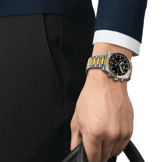 Orologio cronografo uomo Tissot T-Sport in acciaio bicolor quadrante nero 40 mm T1494172205100-5