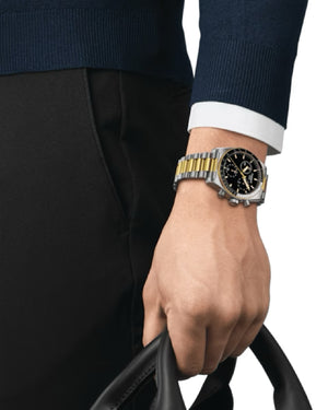 Orologio cronografo da uomo Tissot T-Sport PR516 con cassa 40 mm e bracciale in acciaio bicolor quadrante nero T1494172205100