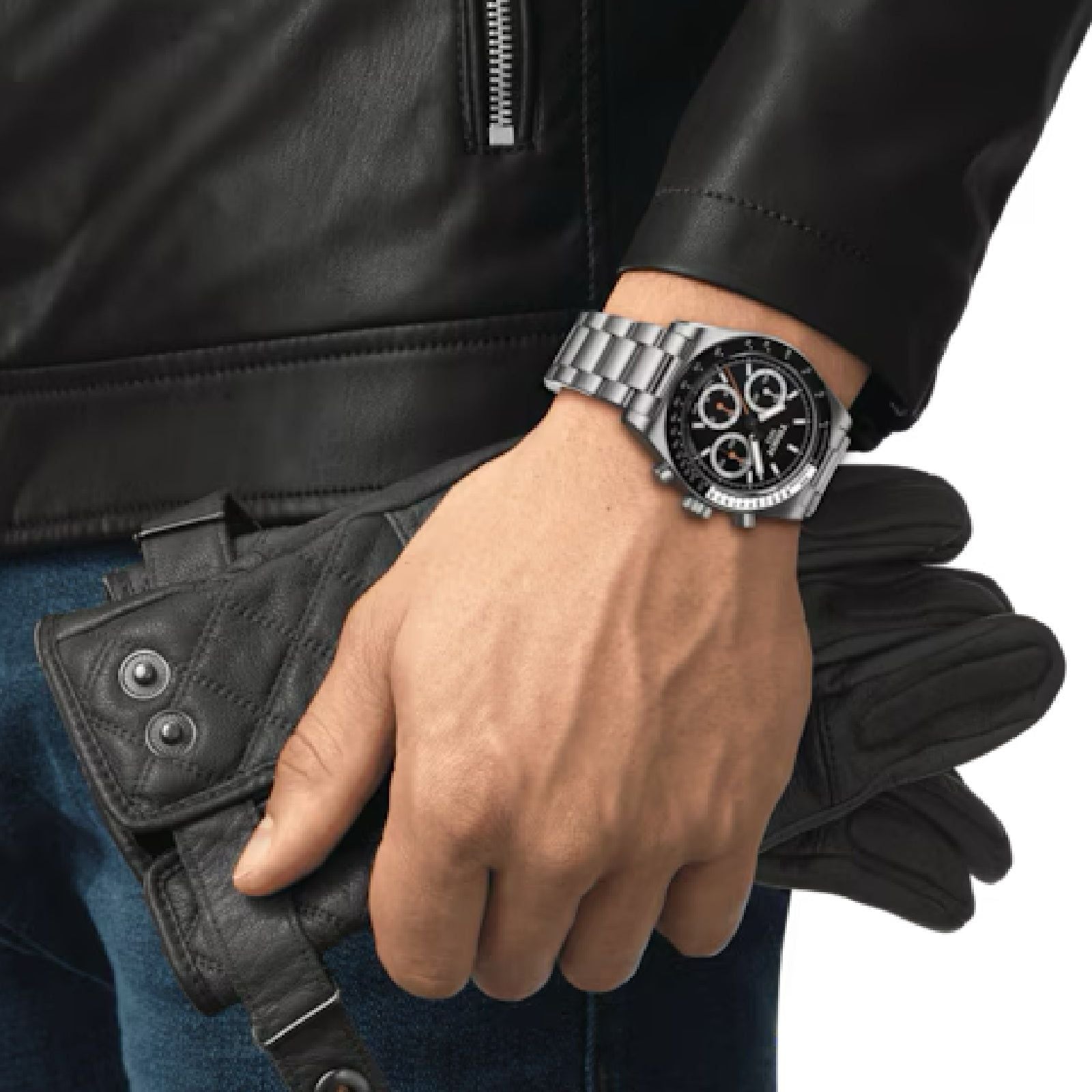 Orologio crono meccanico uomo Tissot T-Sport in acciaio quadrante nero 41 mm T1494592105100-5