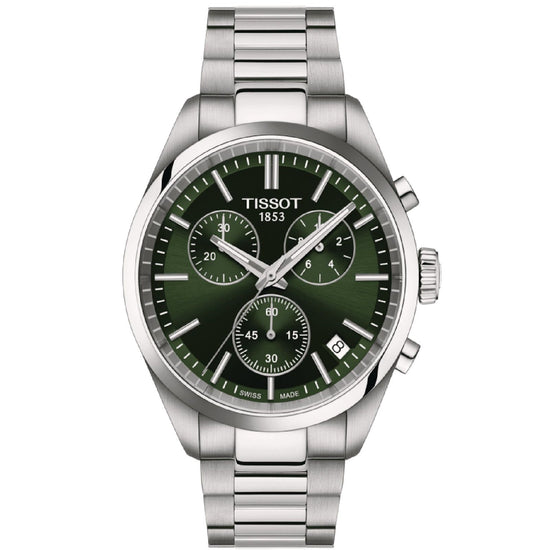 Orologio crono uomo Tissot T-Classic PR 100 in acciaio quadrante verde 40 mm T1504171109100-1