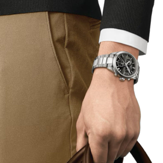 Orologio crono uomo Tissot T-Classic PR 100 in acciaio quadrante verde 40 mm T1504171109100-5