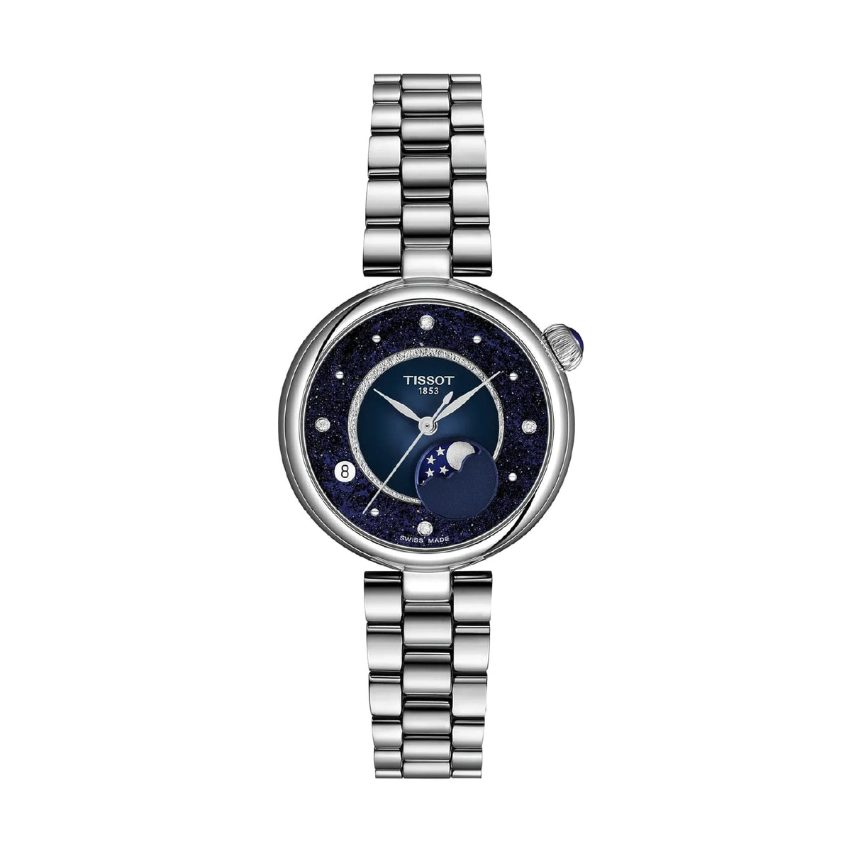 Orologio Tissot Désir acciaio quadrante blu e diamanti 29.6mm