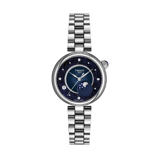 Orologio Tissot Désir acciaio quadrante blu e diamanti 29.6mm