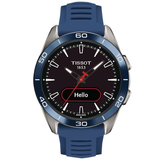 Orologio Connect Solar uomo Tissot T-Touch in titanio con cinturino silicone blu 43,75 mm T1534204705101-1