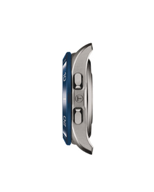 Orologio Smartwatch uomo Tissot T-Touch Connect Sport con cassa 43,75 mm in titanio cinturino silicone e lunetta in ceramica blu T1534204705101