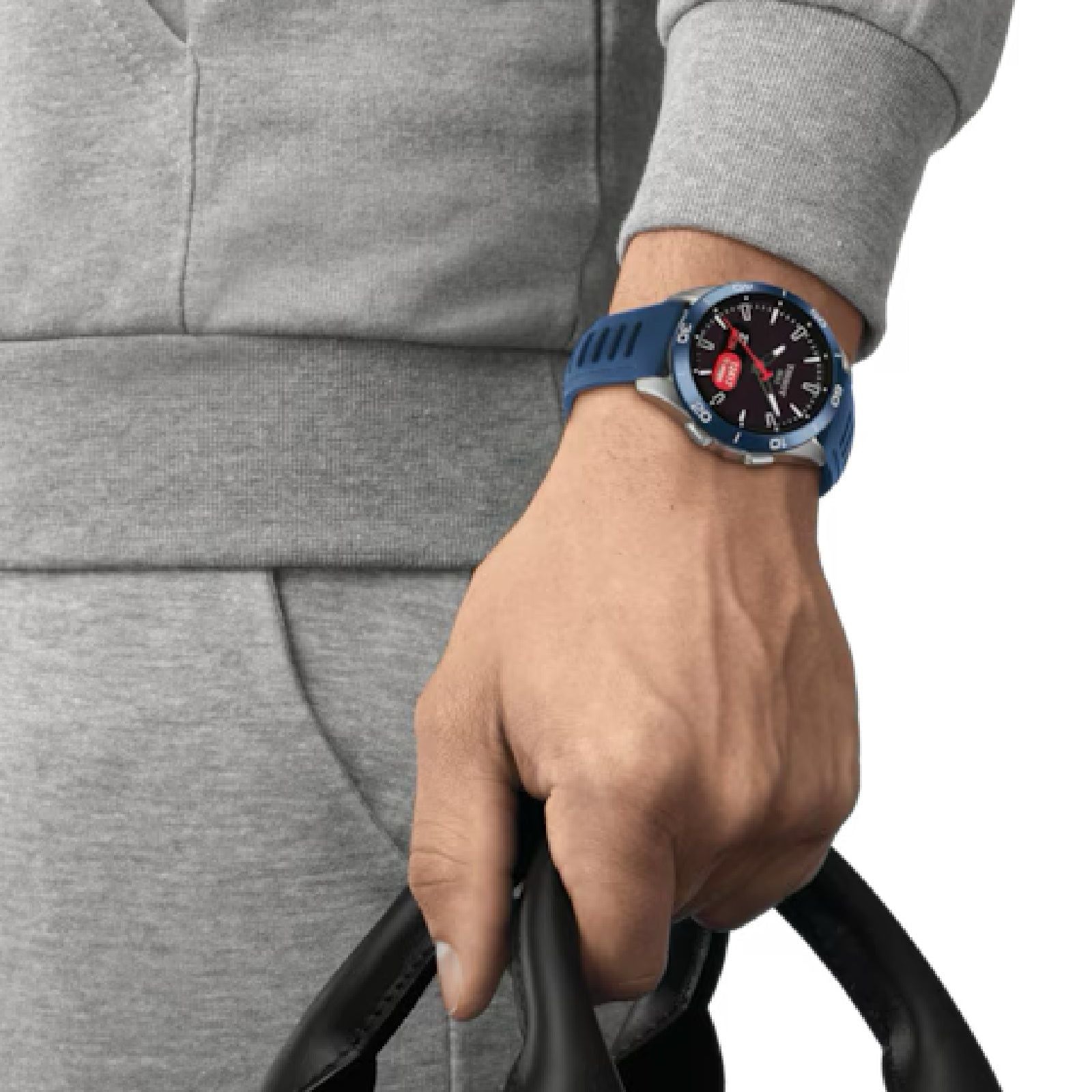 Orologio Connect Solar uomo Tissot T-Touch in titanio con cinturino silicone blu 43,75 mm T1534204705101-5