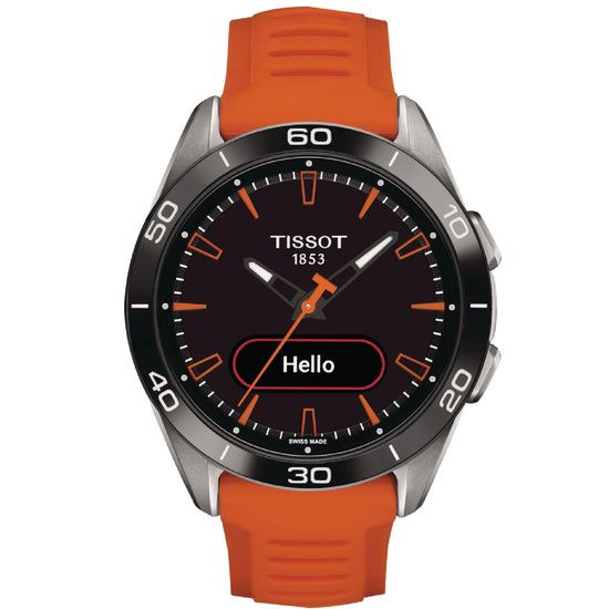 Orologio Connect Solar uomo Tissot T-Touch in titanio con cinturino silicone arancione 43,75 mm T1534204705102-1