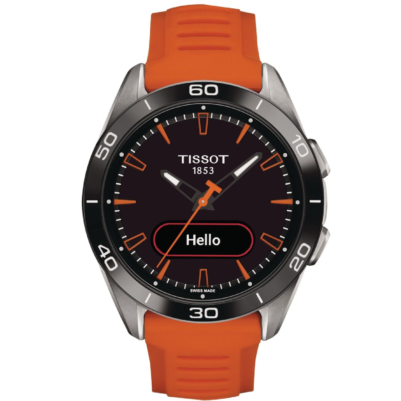 Orologio Connect Solar uomo Tissot T-Touch in titanio con cinturino silicone arancione 43,75 mm T1534204705102-1