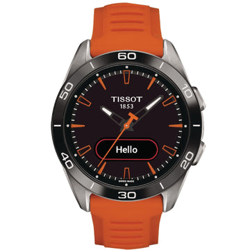 Orologio Connect Solar uomo Tissot T-Touch in titanio con cinturino silicone arancione 43,75 mm T1534204705102-1
