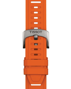 Orologio Smartwatch uomo Tissot T-Touch Connect Sport cassa 43,75 mm in titanio cinturino silicone arancione e lunetta ceramica nera T1534204705102