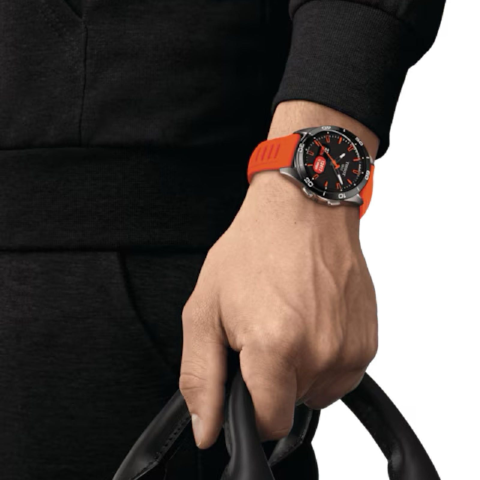 Orologio Connect Solar uomo Tissot T-Touch in titanio con cinturino silicone arancione 43,75 mm T1534204705102-5