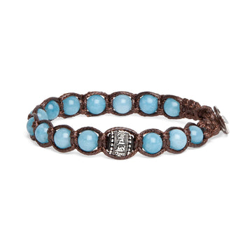 Bracciale Tamashii Ruota della preghiera con giada azzurra REGOLABILE