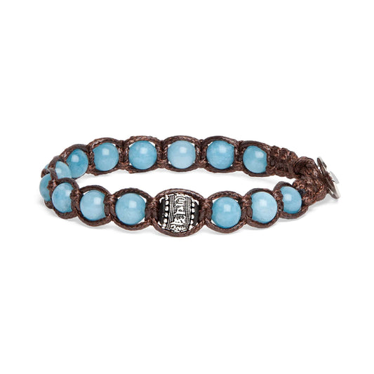 Bracciale Tamashii Ruota della preghiera con giada azzurra REGOLABILE