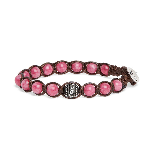 Bracciale Tamashii Ruota della preghiera con giada rosa REGOLABILE