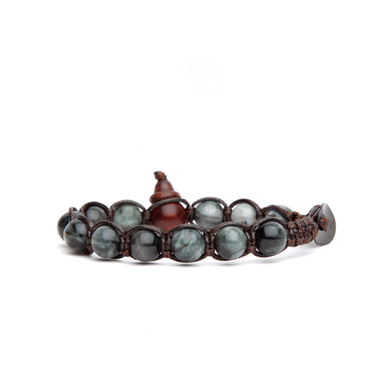 Bracciale Tamashii in cordino e con occhio di Falco grigio REGOLABILE